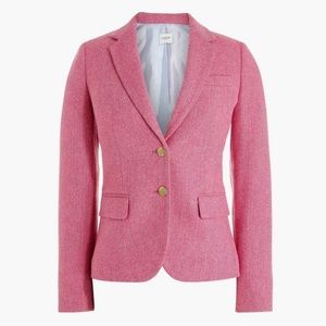 J Crew Blazer Herringbone pink tweed schoolboy wool military size 00 - NEW